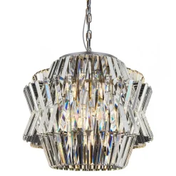 Żyrandol CROWN Srebrny Szklane Kryształy 12xE14 54cm