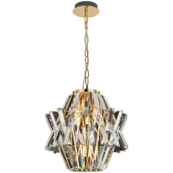 Żyrandol CROWN Złoty Szklane Kryształy 4xE14 34cm