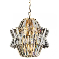 Żyrandol CROWN Złoty Szklane Kryształy 4xE14 34cm