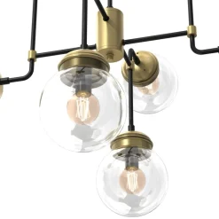Żyrandol HYDRO Złoty Czarny Szklany Klosz 8xE14