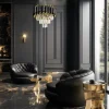 Żyrandol Kryształowy Cristal Czarno-złoty 5xE14 38cm