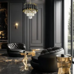 Żyrandol Kryształowy Cristal Czarno-złoty 5xE14 38cm