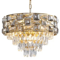 Żyrandol LUXURIA Złoty Szklane Kryształy 9xE14 50cm