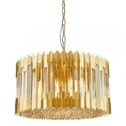 Żyrandol RITZ Złoty Szklane Kryształy 12xE14 54cm