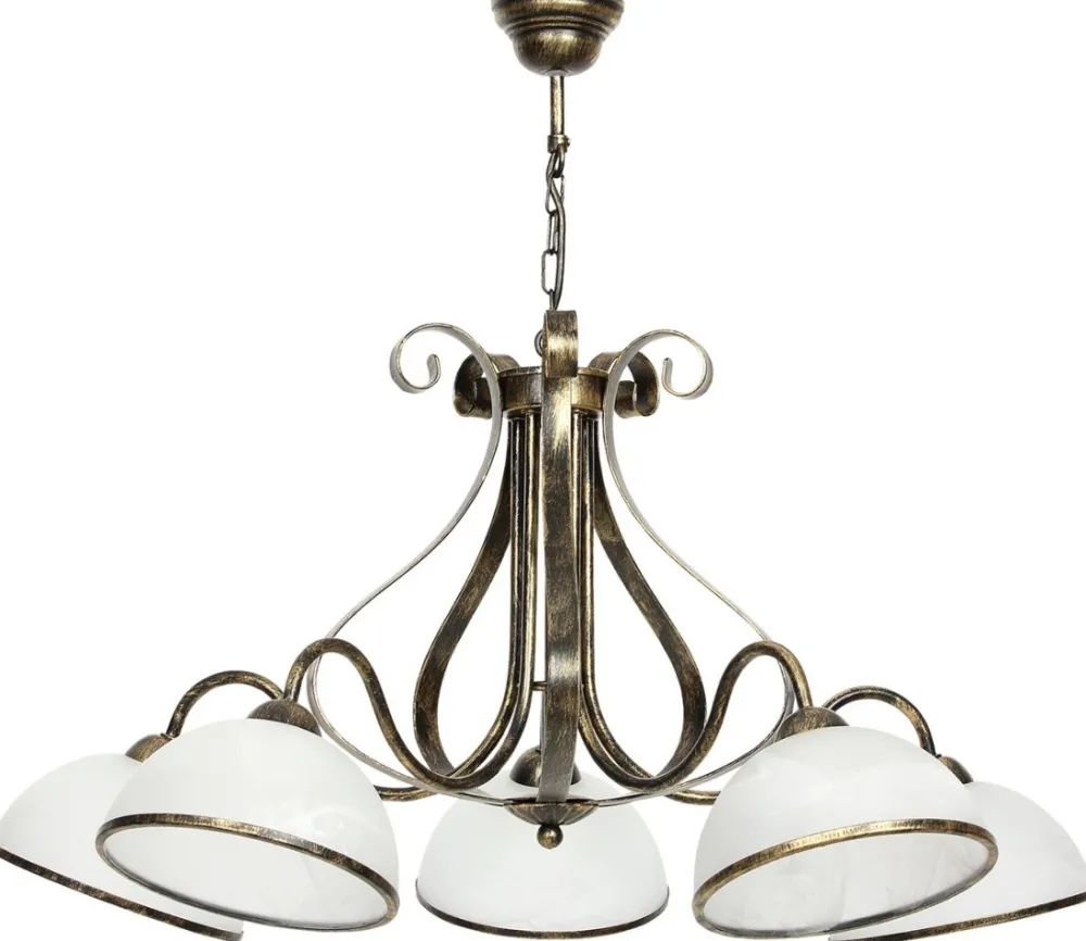 Żyrandol ANTICA Złoty Czarny Szklany Klosz 5xE27 * Luminex Discount