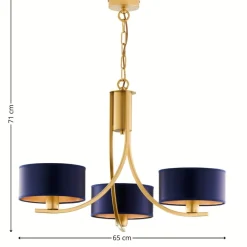 Żyrandol ARTHUR złoty granatowy abażur 3xE27 * Jupiter Discount
