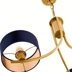 Żyrandol ARTHUR złoty granatowy abażur 3xE27 * Jupiter Discount