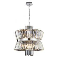 Żyrandol AURELIA Srebrny Szklane Kryształy 12xE14 54cm * Eko-light New