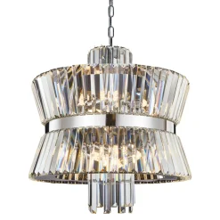 Żyrandol AURELIA Srebrny Szklane Kryształy 12xE14 54cm * Eko-light New