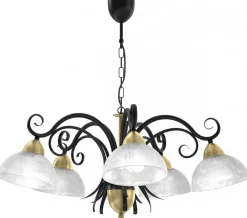 Żyrandol AURORA Czarny Złoty Szklany Klosz 5xE27 * Luminex Hot