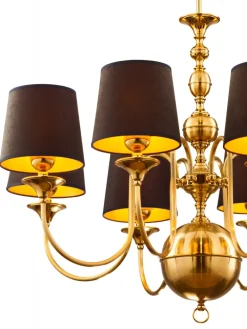 Żyrandol BATUMI Złoty Czarny Abażury 8xE27 * Jupiter Outlet