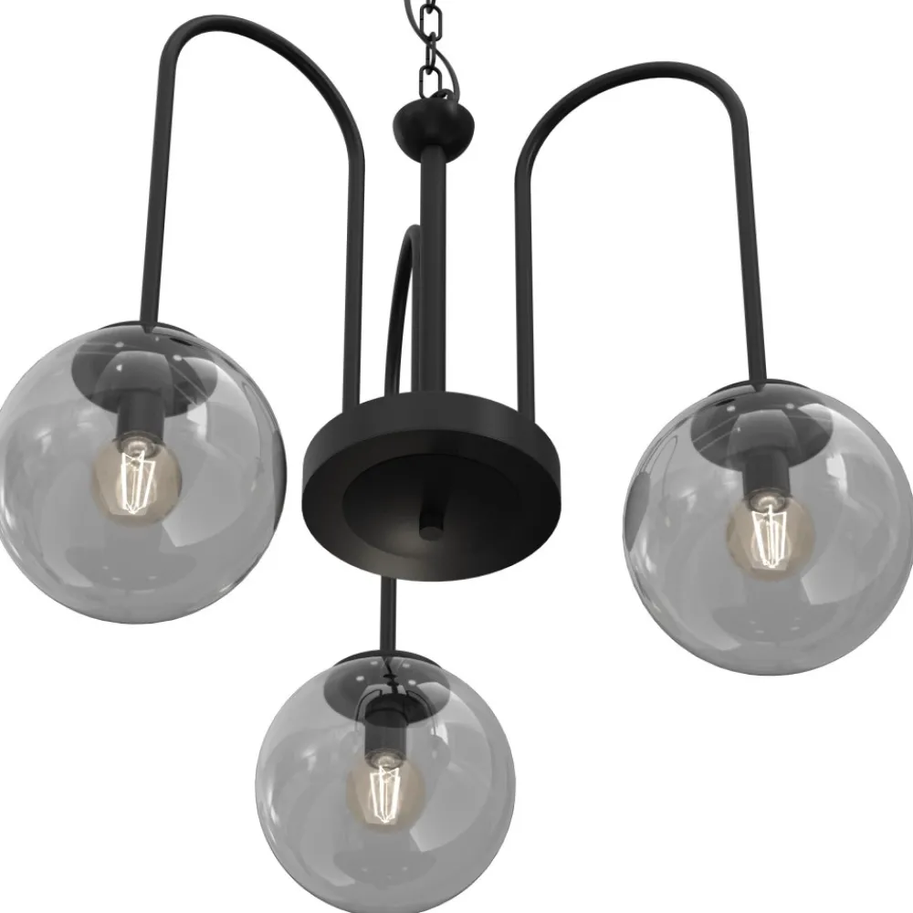 Żyrandol CAMBRIDGE Czarny Szklany Klosz 3xE14 * Luminex Hot
