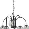 Żyrandol CAMBRIDGE Czarny Szklany Klosz 6xE14 * Luminex Clearance