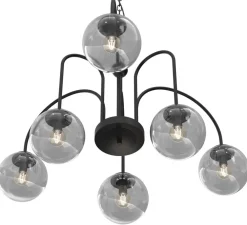 Żyrandol CAMBRIDGE Czarny Szklany Klosz 6xE14 * Luminex Clearance