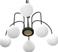 Żyrandol CAMBRIDGE Czarny Złoty Szklany Klosz 6xE14 * Luminex Outlet