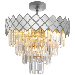 Żyrandol CARISMA Srebrny Szklane Kryształy 9xE14 50cm * Eko-light Discount
