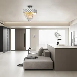 Żyrandol CARISMA Srebrny Szklane Kryształy 9xE14 50cm * Eko-light Discount