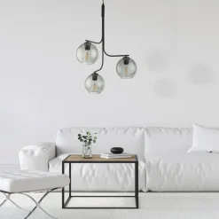 Żyrandol CESAR Czarny Szklane Klosze 3xE27 * TK Lighting