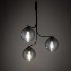 Żyrandol CESAR Czarny Szklane Klosze 3xE27 * TK Lighting