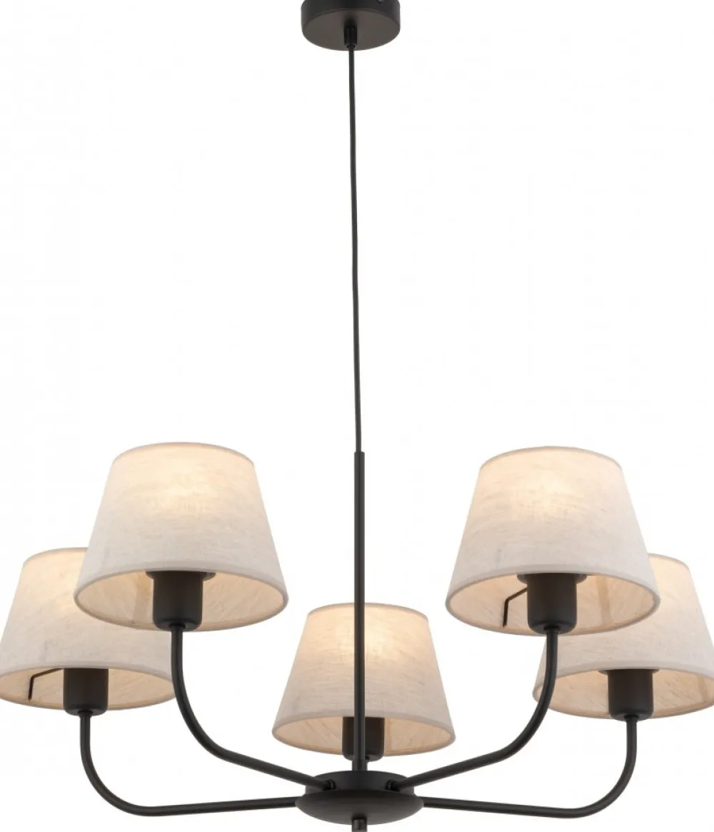 Żyrandol CHICAGO Czarny Beżowy Abażury 5xE27 * TK Lighting Discount