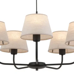 Żyrandol CHICAGO Czarny Beżowy Abażury 5xE27 * TK Lighting Discount
