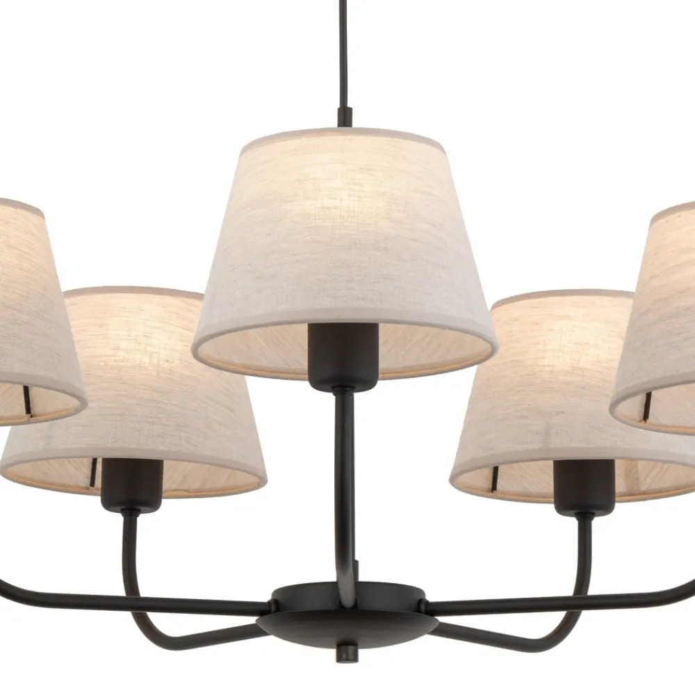 Żyrandol CHICAGO Czarny Beżowy Abażury 5xE27 * TK Lighting Discount