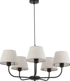Żyrandol CHICAGO Czarny Beżowy Abażury 5xE27 * TK Lighting Discount
