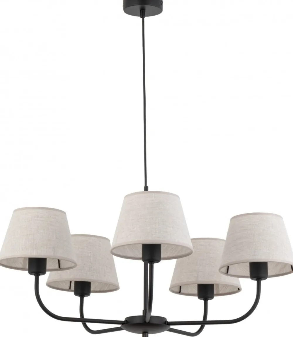 Żyrandol CHICAGO Czarny Beżowy Abażury 5xE27 * TK Lighting Discount