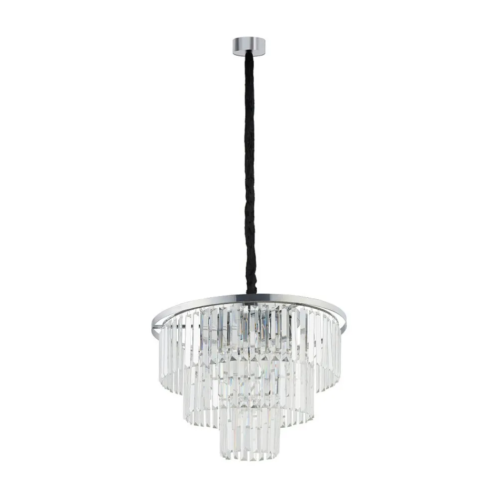 Żyrandol CRISTAL Srebrny Szklane Kryształy 9xE14 56cm * Nowodvorski Best