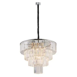 Żyrandol CRISTAL Srebrny Szklane Kryształy 12xE14 71cm * Nowodvorski Online