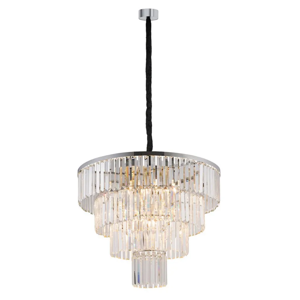 Żyrandol CRISTAL Srebrny Szklane Kryształy 12xE14 71cm * Nowodvorski Online
