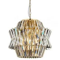 Żyrandol CROWN Złoty Szklane Kryształy 12xE14 54cm * Eko-light Sale