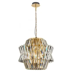 Żyrandol CROWN Złoty Szklane Kryształy 12xE14 54cm * Eko-light Sale