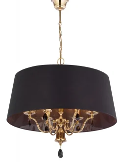 Żyrandol EGIDA Złoty Czarny Abażur 6xE27 73 cm * Jupiter Sale