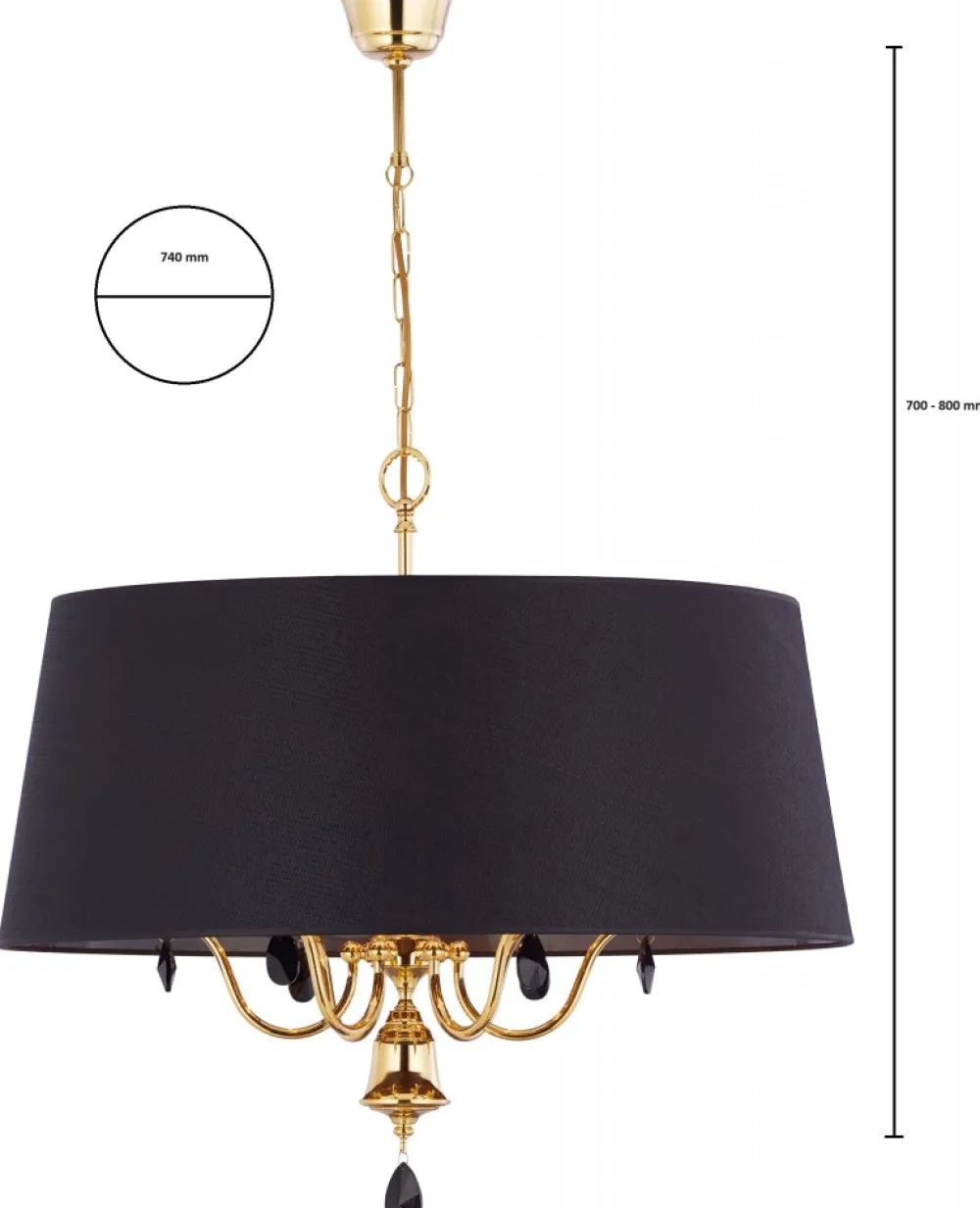 Żyrandol EGIDA Złoty Czarny Abażur 6xE27 73 cm * Jupiter Sale