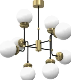 Żyrandol HYDRO Złoty Biały Szklany Klosz 8xE14 * Luminex Sale