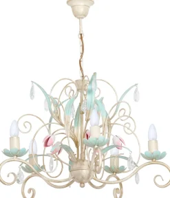 Żyrandol LUCE Szary Beżowy 5xE14 * Luminex New