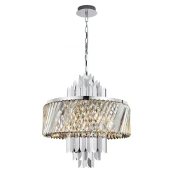Żyrandol MARGOT Srebrny Szklane Kryształy 9xE14 55cm * Eko-light Discount