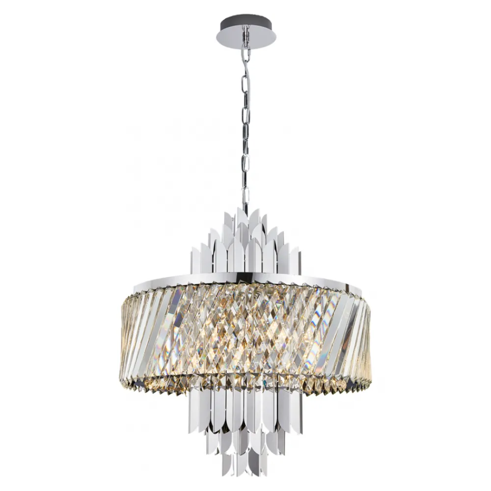 Żyrandol MARGOT Srebrny Szklane Kryształy 9xE14 55cm * Eko-light Discount