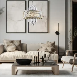 Żyrandol MARGOT Srebrny Szklane Kryształy 9xE14 55cm * Eko-light Discount