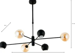Żyrandol MOKA Czarny Bursztynowy Szklane Klosze 3xG9 3xGU10 * Jupiter Discount