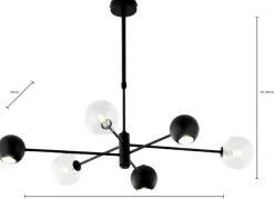 Żyrandol MOKA Czarny Transparentny Szklane Klosze 3xG9 3xGU10 * Jupiter Hot