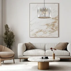 Żyrandol RITZ Srebrny Szklane Kryształy 7xE14 42cm * Eko-light New
