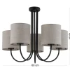 Żyrandol TORENS Czarny Beżowy Abażury 5xE27 * TK Lighting