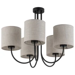 Żyrandol TORENS Czarny Beżowy Abażury 5xE27 * TK Lighting