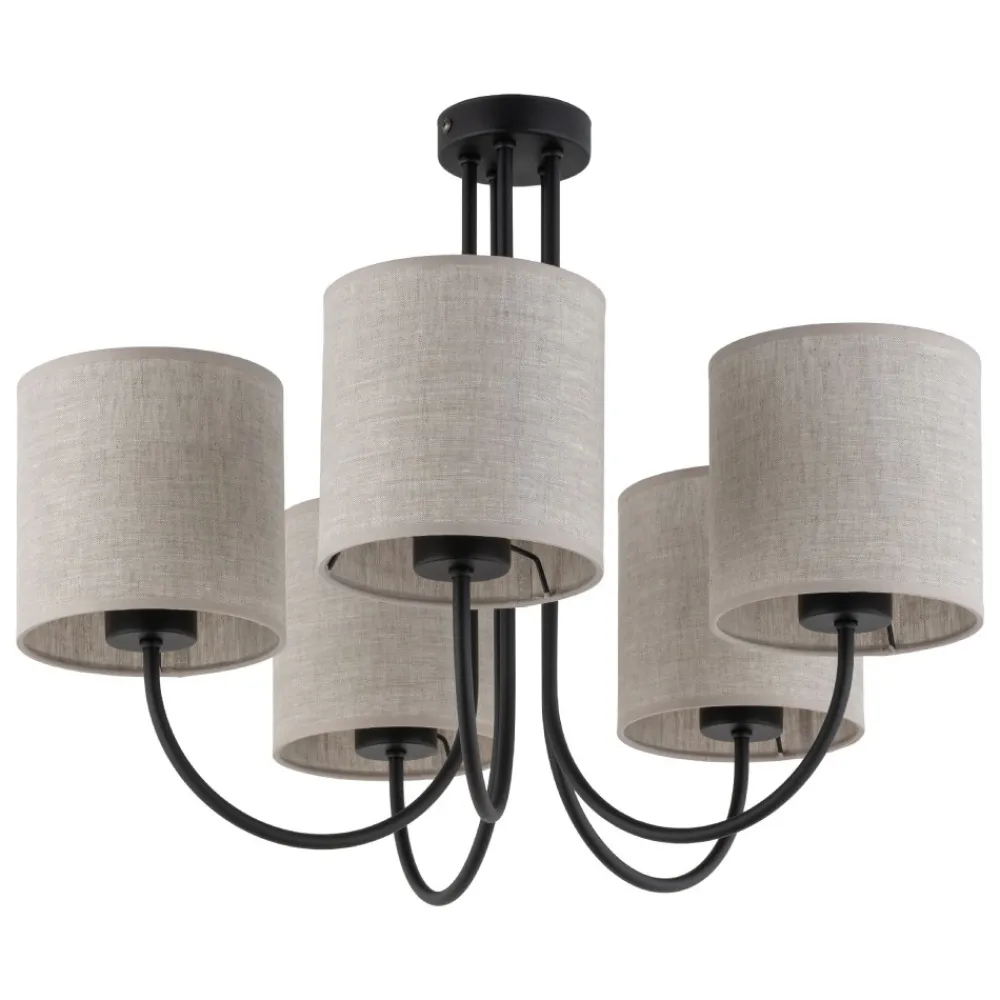 Żyrandol TORENS Czarny Beżowy Abażury 5xE27 * TK Lighting