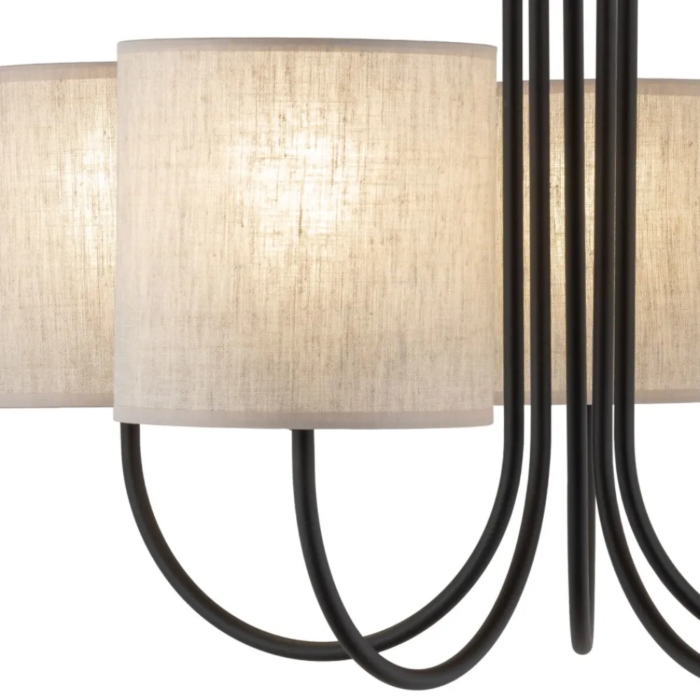Żyrandol TORENS Czarny Beżowy Abażury 5xE27 * TK Lighting