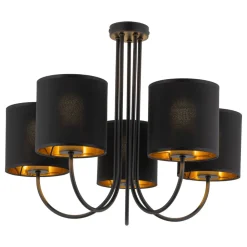 Żyrandol TORENS Czarny Złoty Abażury 5xE27 * TK Lighting Sale