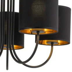 Żyrandol TORENS Czarny Złoty Abażury 5xE27 * TK Lighting Sale