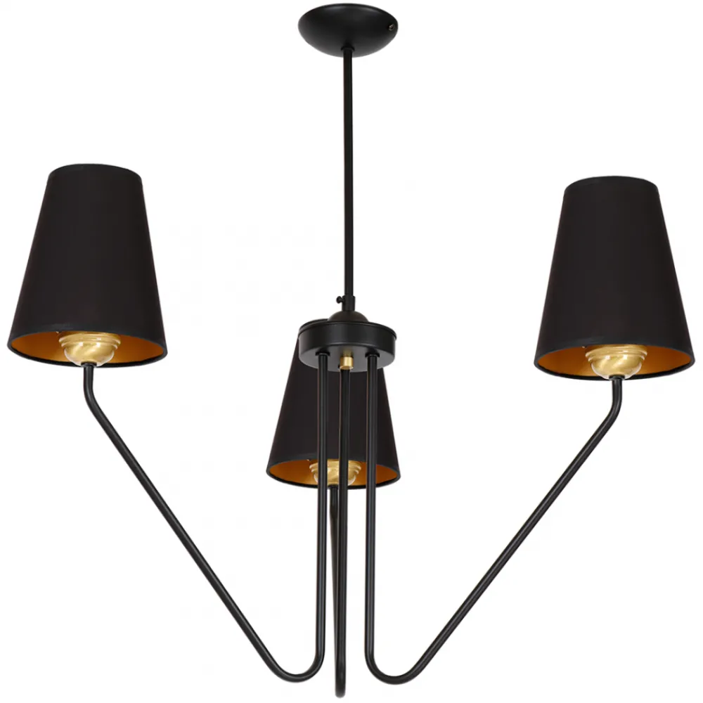 Żyrandol VICTORIA Czarny Złoty Abażury 3xE27 * Eko-light Discount